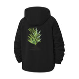 Botanical Leaf Art Unisex Full-Zip Printed Waterproof Hooded Windbreaker