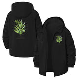 Botanical Leaf Art Unisex Full-Zip Printed Waterproof Hooded Windbreaker