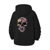 Floral Skull Unisex Full-Zip Printed Waterproof Hooded Windbreaker