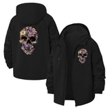 Floral Skull Unisex Full-Zip Printed Waterproof Hooded Windbreaker