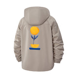 Modern Abstract Botanical Unisex Full-Zip Printed Waterproof Hooded Windbreaker