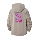 Butterfly Pattern Unisex Full-Zip Printed Waterproof Hooded Windbreaker