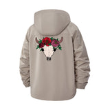 Floral Skull Unisex Full-Zip Printed Waterproof Hooded Windbreaker