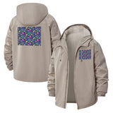 Tropical Floral Pattern Unisex Full-Zip Printed Waterproof Hooded Windbreaker