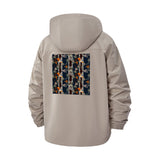 Abstract Botanical Pattern Unisex Full-Zip Printed Waterproof Hooded Windbreaker