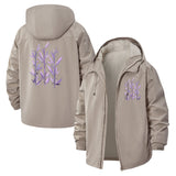 Botanical Leaves Unisex Full-Zip Printed Waterproof Hooded Windbreaker