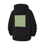 Geometric Leaf Pattern Unisex Full-Zip Printed Waterproof Hooded Windbreaker