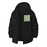Geometric Leaf Pattern Unisex Full-Zip Printed Waterproof Hooded Windbreaker