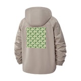 Geometric Leaf Pattern Unisex Full-Zip Printed Waterproof Hooded Windbreaker