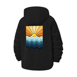 Sunset Waves Unisex Full-Zip Printed Waterproof Hooded Windbreaker