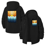 Sunset Waves Unisex Full-Zip Printed Waterproof Hooded Windbreaker