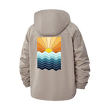 Sunset Waves Unisex Full-Zip Printed Waterproof Hooded Windbreaker