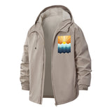 Sunset Waves Unisex Full-Zip Printed Waterproof Hooded Windbreaker