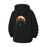 Lotus Sunrise Unisex Full-Zip Printed Waterproof Hooded Windbreaker
