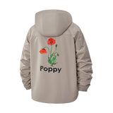Poppy Floral Unisex Full-Zip Printed Waterproof Hooded Windbreaker
