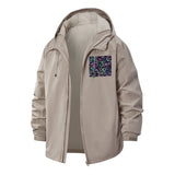 Abstract Botanical Unisex Full-Zip Printed Waterproof Hooded Windbreaker