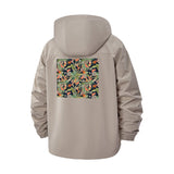 Tropical Botanical Print Unisex Full-Zip Printed Waterproof Hooded Windbreaker