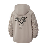 Potted Plant Line Art Unisex Full-Zip Printed Waterproof Hooded Windbreaker