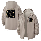 Retro Polka Dot Unisex Full-Zip Printed Waterproof Hooded Windbreaker