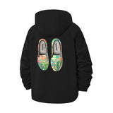 Artistic Slip-On Shoes Unisex Full-Zip Printed Waterproof Hooded Windbreaker