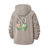 Artistic Slip-On Shoes Unisex Full-Zip Printed Waterproof Hooded Windbreaker