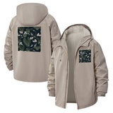 Tropical Leaves Unisex Full-Zip Printed Waterproof Hooded Windbreaker