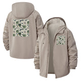 Tropical Leaves Unisex Full-Zip Printed Waterproof Hooded Windbreaker