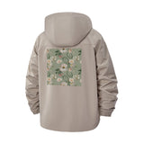Botanical Floral Pattern Unisex Full-Zip Printed Waterproof Hooded Windbreaker