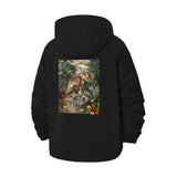 Vintage Bird Illustration Unisex Full-Zip Printed Waterproof Hooded Windbreaker