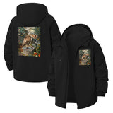 Vintage Bird Illustration Unisex Full-Zip Printed Waterproof Hooded Windbreaker