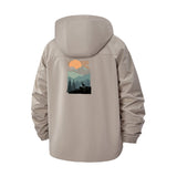 Mountain Sunset Unisex Full-Zip Printed Waterproof Hooded Windbreaker