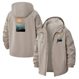 Mountain Sunset Unisex Full-Zip Printed Waterproof Hooded Windbreaker