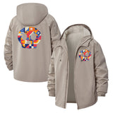 Geometric Skull Unisex Full-Zip Printed Waterproof Hooded Windbreaker