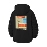 Retro Transit Poster Unisex Full-Zip Printed Waterproof Hooded Windbreaker