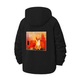 Abstract Fox Art Unisex Full-Zip Printed Waterproof Hooded Windbreaker