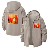 Abstract Fox Art Unisex Full-Zip Printed Waterproof Hooded Windbreaker