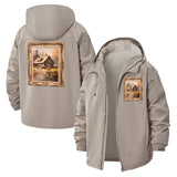 Framed Cottage Artwork Unisex Full-Zip Printed Waterproof Hooded Windbreaker