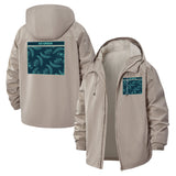 Eco-Friendly Botanical Unisex Full-Zip Printed Waterproof Hooded Windbreaker