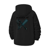 Baseball Bat Motif Unisex Full-Zip Printed Waterproof Hooded Windbreaker