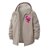 Punk Typography Unisex Full-Zip Printed Waterproof Hooded Windbreaker