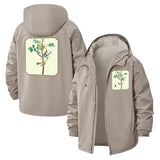 Botanical Illustration Unisex Full-Zip Printed Waterproof Hooded Windbreaker
