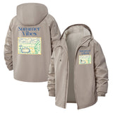Summer Vibes Unisex Full-Zip Printed Waterproof Hooded Windbreaker