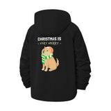 Festive Dog Christmas Unisex Full-Zip Printed Waterproof Hooded Windbreaker