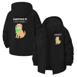 Festive Dog Christmas Unisex Full-Zip Printed Waterproof Hooded Windbreaker