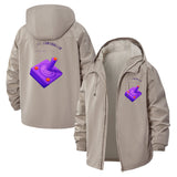Retro Joystick Unisex Full-Zip Printed Waterproof Hooded Windbreaker