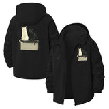 Cat Duo and Keyboard Unisex Full-Zip Printed Waterproof Hooded Windbreaker