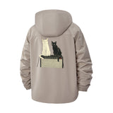 Cat Duo and Keyboard Unisex Full-Zip Printed Waterproof Hooded Windbreaker