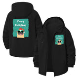 Festive Pug Merry Christmas Unisex Full-Zip Printed Waterproof Hooded Windbreaker
