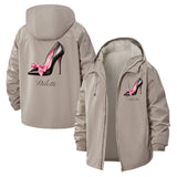 High Heel Bow Unisex Full-Zip Printed Waterproof Hooded Windbreaker