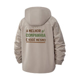 Motivational Quote Unisex Full-Zip Printed Waterproof Hooded Windbreaker